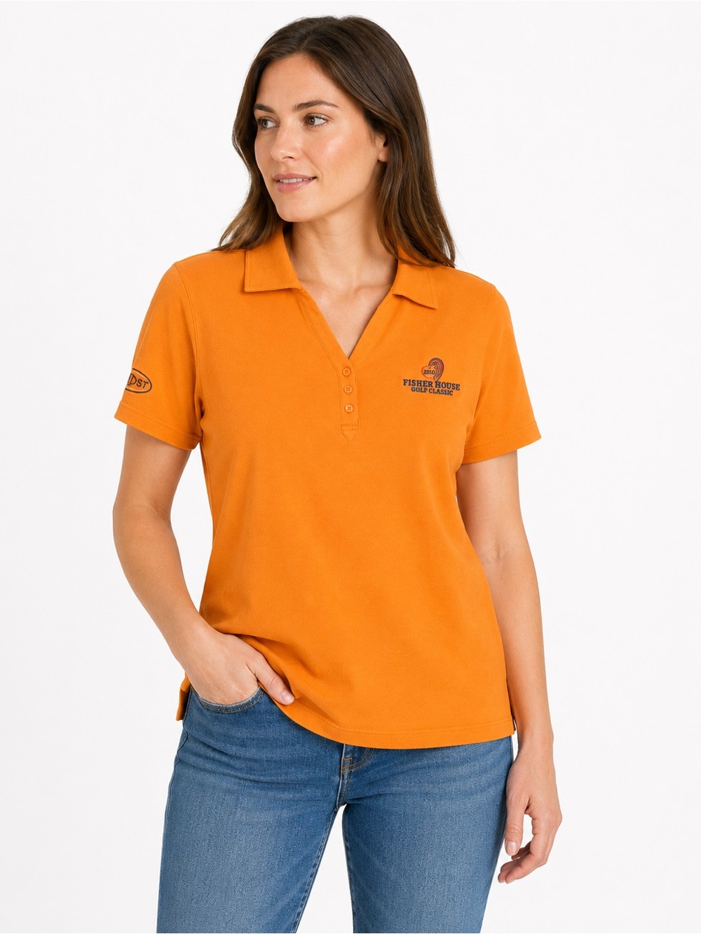 Cutter & Buck Orange Fisher House Golf Classic Polo L